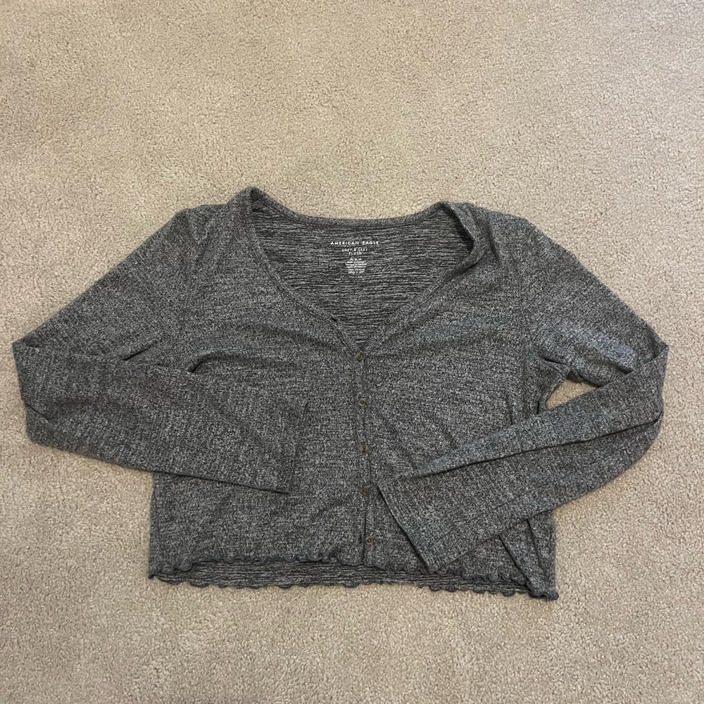 American Eagle Outfitters Charcoal Knit Cardigan
